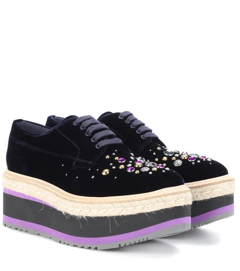 prada blue velvet platform